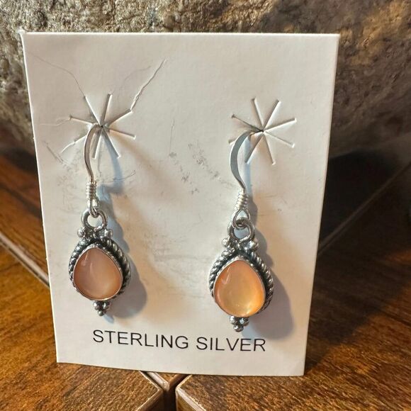 MysticAura: Sterling Silver & Opal Drop Earrings Gift - Picture 3 of 4